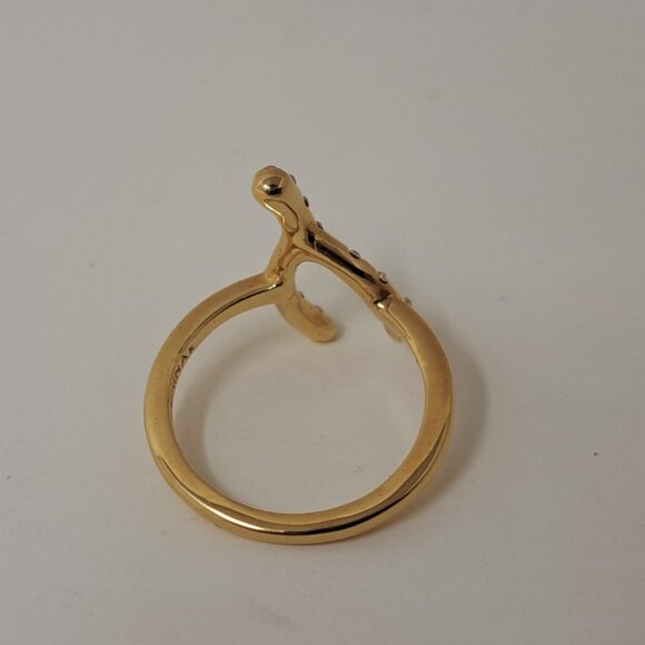 NEW Coach Lucky Pave Wishbone Ring Charm Mini Crystals Size 5 - Picture 10 of 11